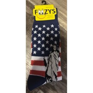 Foozys Mens Statue of Liberty Socks USA Flag Patriotic Novelty Crew NWT 6-12